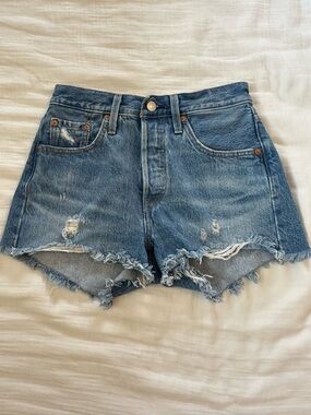 Levi's Distressed Cutoff Denim Shorts - Blue